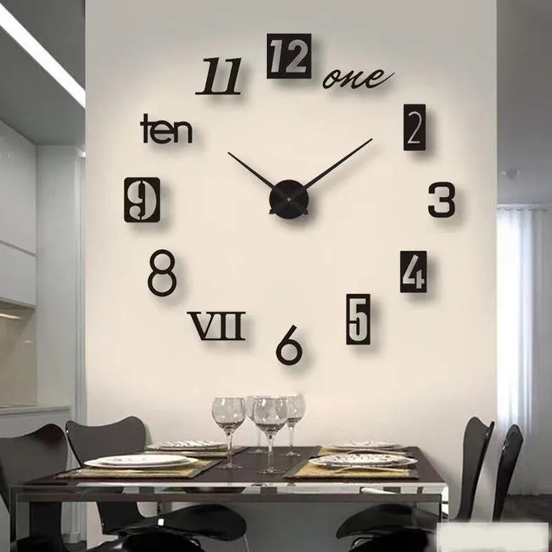 2022 Nieuwe 3d Romeins cijfer Acryl Mirror Wall Clock Sticker Fashion Diy Quartz Clocks Bekijk Home Decoration Living Room Stickers
