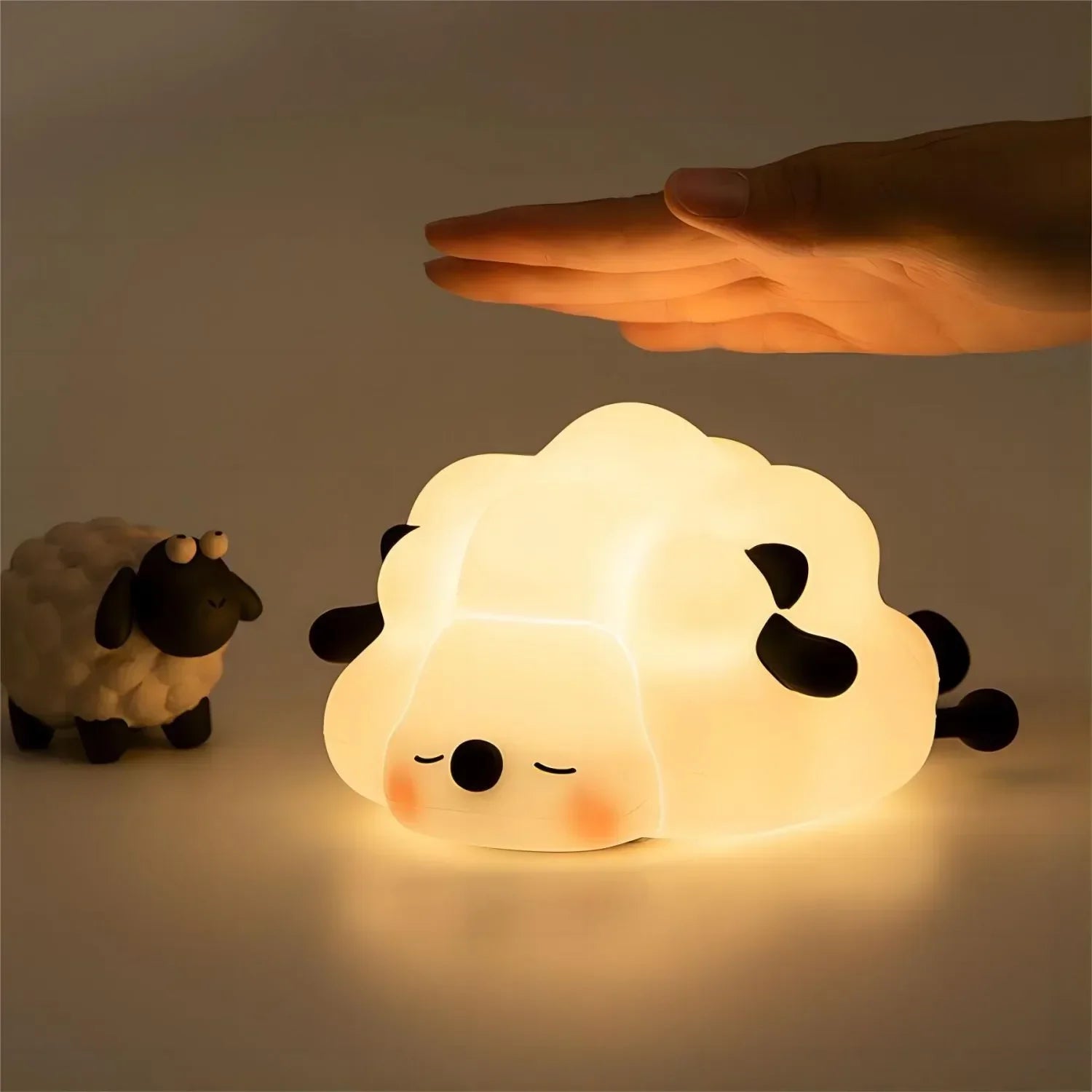 LED mignon mouton nuit Light USB Silicone Night lampe rechargeable Capteur tactile Nightlight Panda Rabbit Lampe For Kids Bedroom Decor