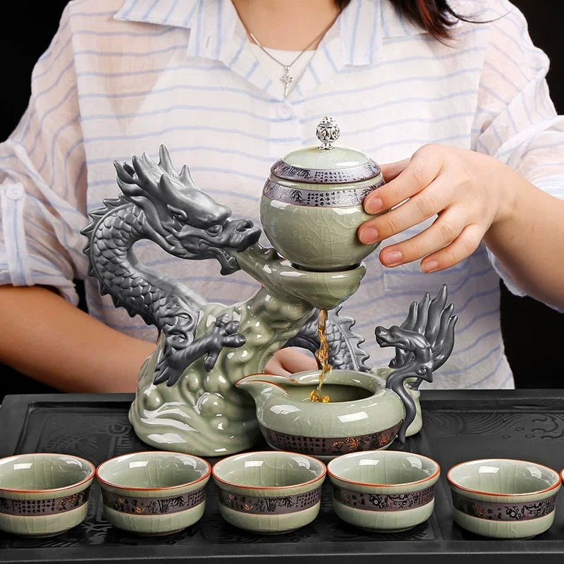 Kinesisk Dragon Tea Set High-end Kung Fu Tea Set Bone China Teapot and Tea Cup Set Travel Tea Set til julegave