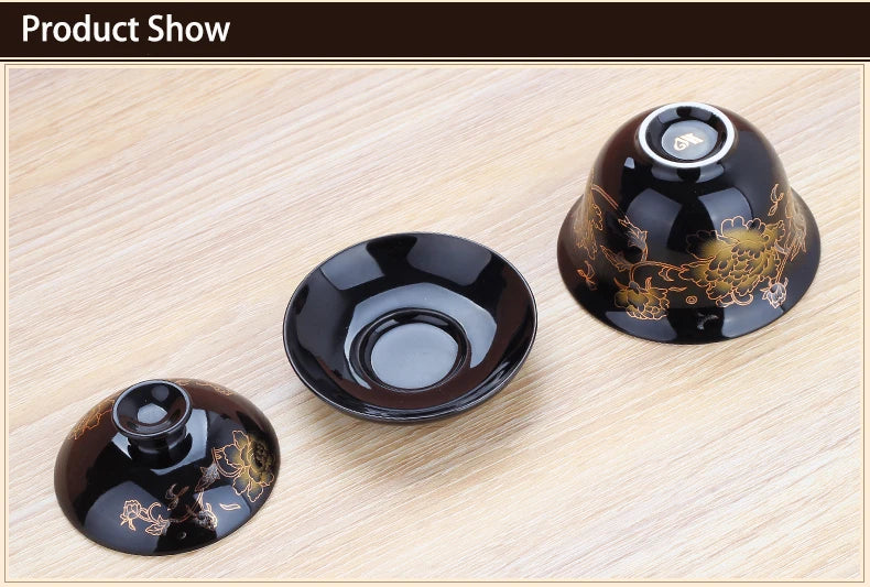 Ceramic Gaiwan Teaware, Gai Wan Bowl Stor vit porslin Zisha Cup Kung Fu Teacup Handmålad Tea Bowl Tea Set värmesistent
