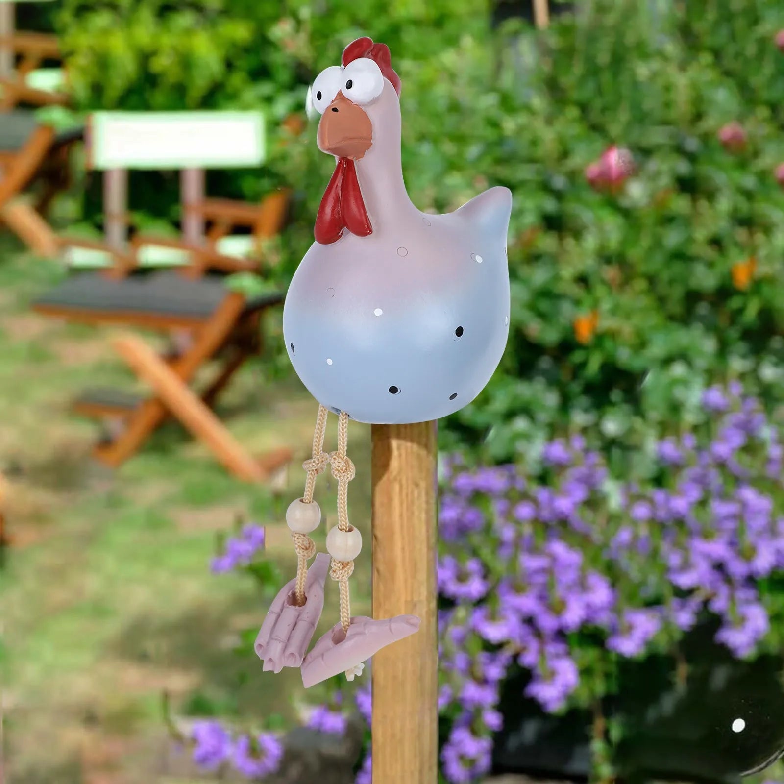 Decoración de jardín de pollo divertida estatuas de resina para el hogar decoraciones de patio de la granja de pollo escultura de arte artesan