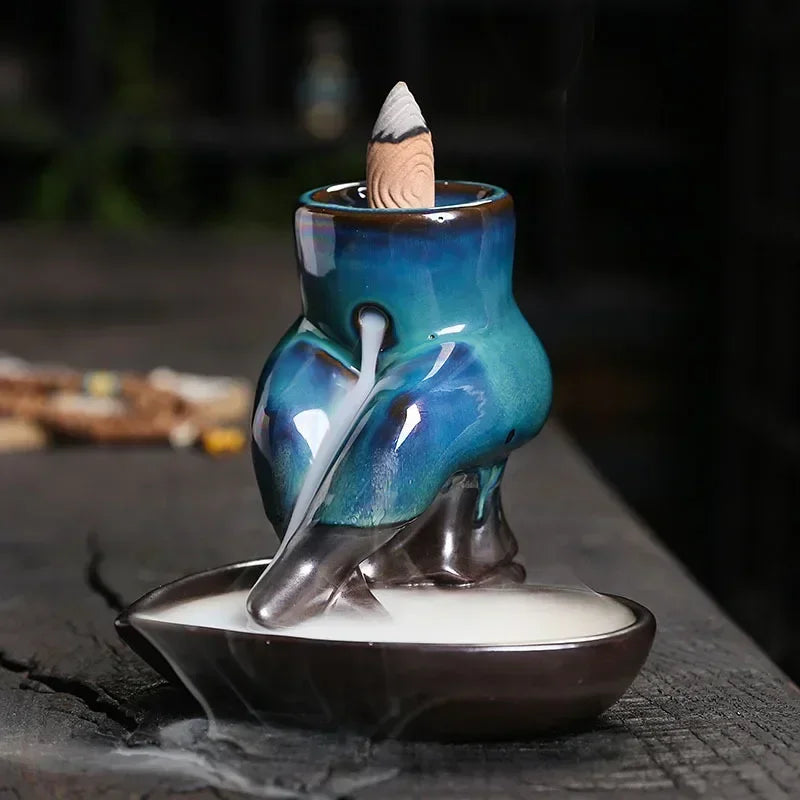1 pc, body art keramisk kunsthåndværk Home dekorere tilbagestrømning røgelse brænder røgelse censer (uden røgelse)