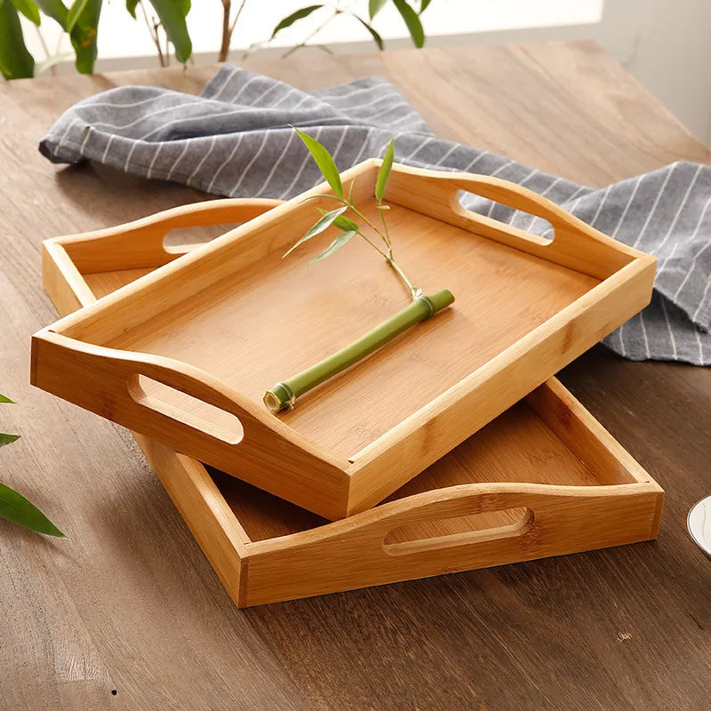 Bambu kayu baki teh persegi panjang nampan kayu solid baki menyajikan nampan kung fu cangkir teh baki kayu hotel piring makan malam
