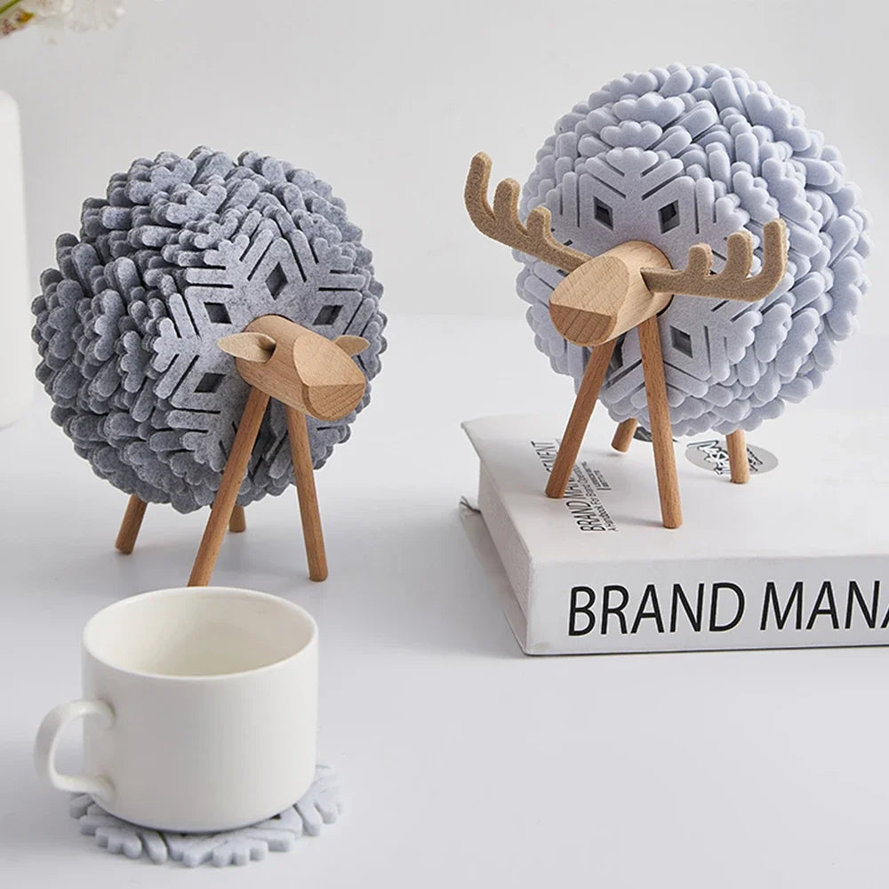 Bentuk rusa Natal baru minuman coasters cup pads isolasi bundar felt cup mats kreatif kantor kantor rumah dekorasi seni kerajinan