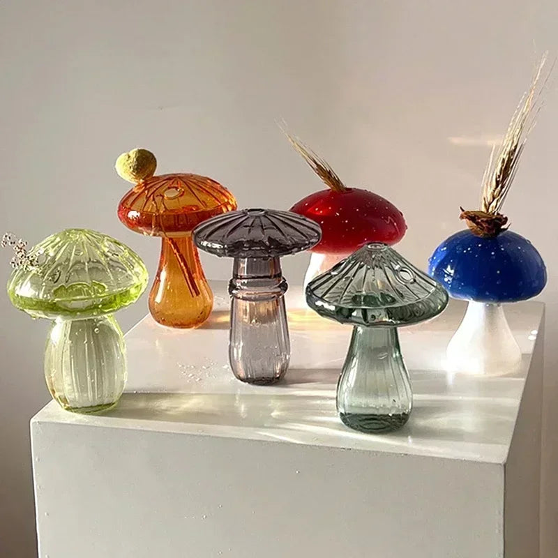 Vase de champignons créatifs plante hydroponique terrarium art plante hydroponique table vase en verre artisanat bricolage bouteille d'aromathérapie