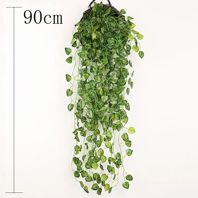 Künstliche Pflanze Reben Wand hängende Rattanblätter Zweige im Freien Garten Haus Dekoration Plastik Kunststoff gefälschte Blattgrün Pflanze Efeu