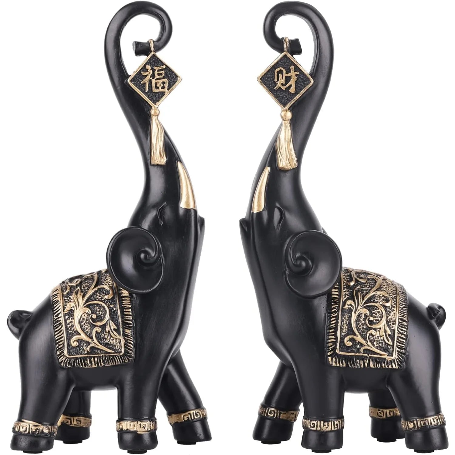 2 piezas Decoración del hogar de elefantes, decoración de la estatua de elefante hogar, decoración de entrada de sala de estar de regalo de elefante