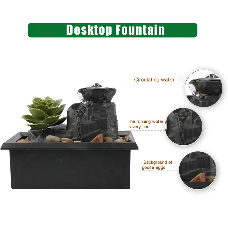 Wasserbrunnen fließender Wasserschmuck kreative Desktop Kunsthandwerk für Wohnzimmer Bürodekoration XQMG Figuren Miniaturen