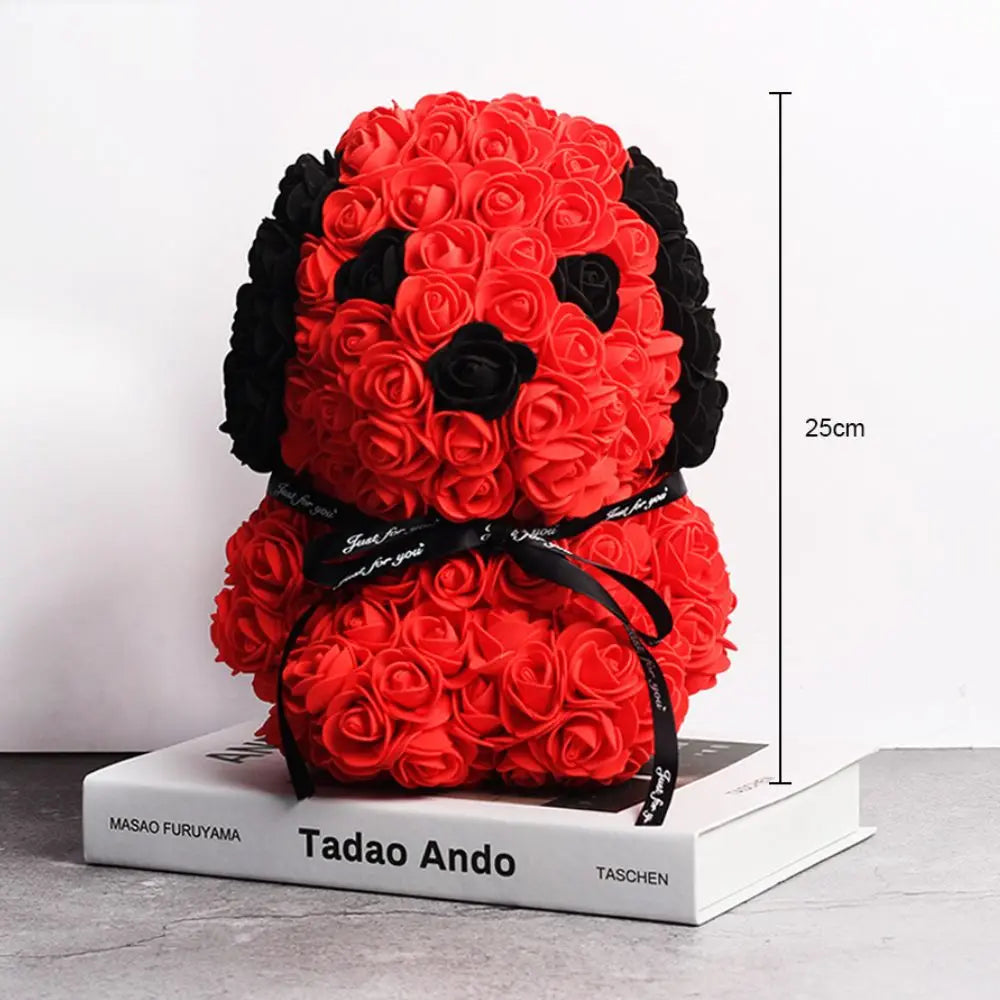 25cm Teddy Rose Dog Artificial Flower Rose of Dog Decoração de Natal para Casa Valentines Mulheres Presentes de Soop Soop Soap Dog