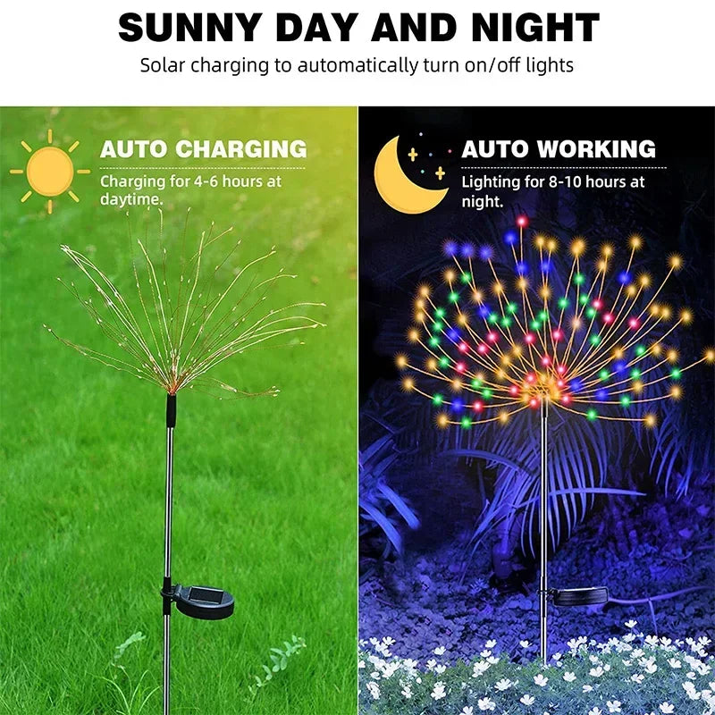 1/2/4st Solar Led Firework Fairy Light Outdoor Garden Decoration Lawn Pathway Light For Patio Yard Party Christmas Wedding