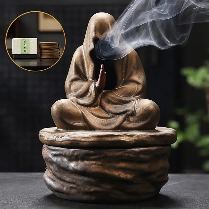 Formlös meditation keramisk munk rökelsehållare brännare hem vardagsrum trädgård tearoom yoga rum zen dekoration