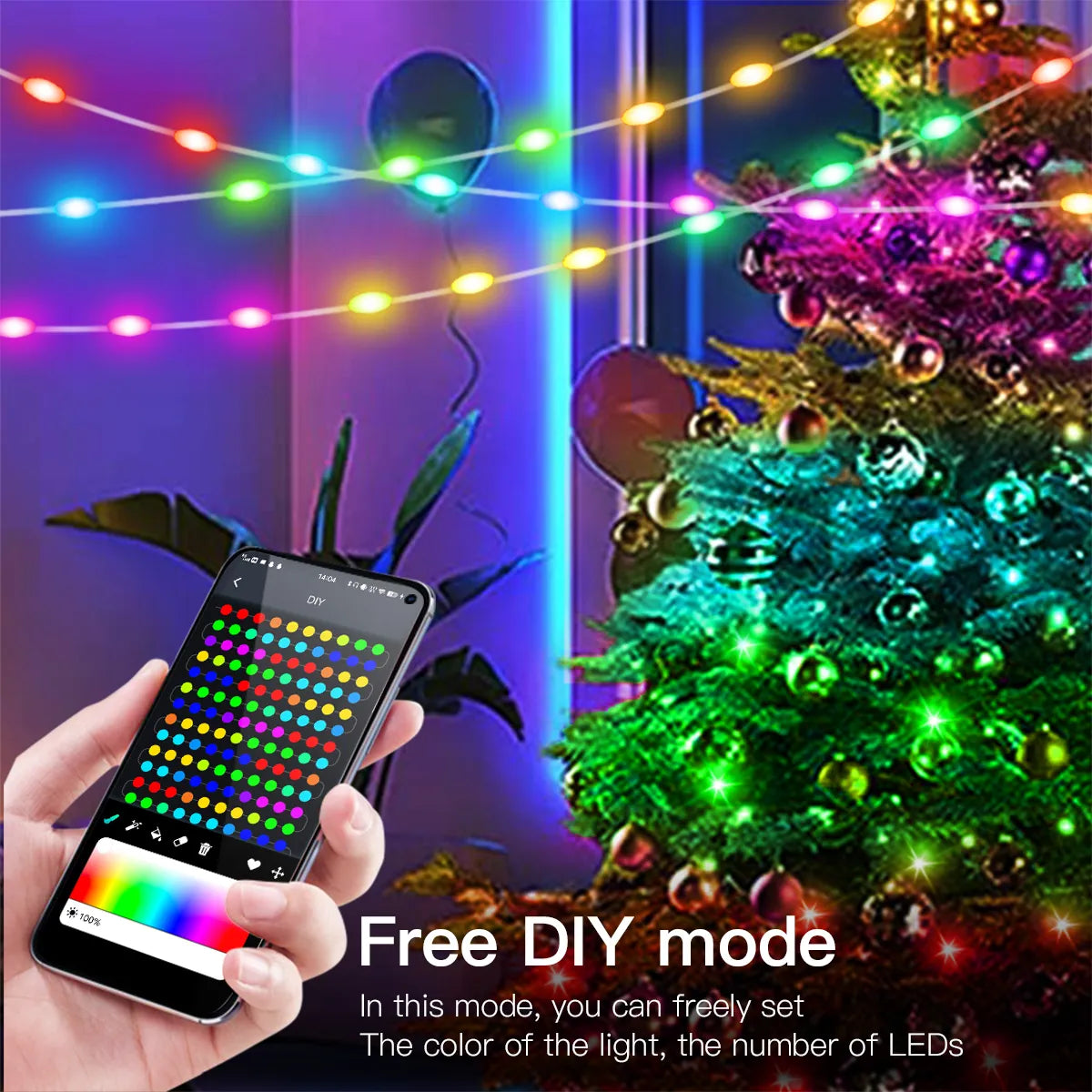 20 m 10m 5m 5m LED vánoční světla Fairy String Light Smart Bluetooth adresovatelné záclony světla Garland Festoon Home Party Decor