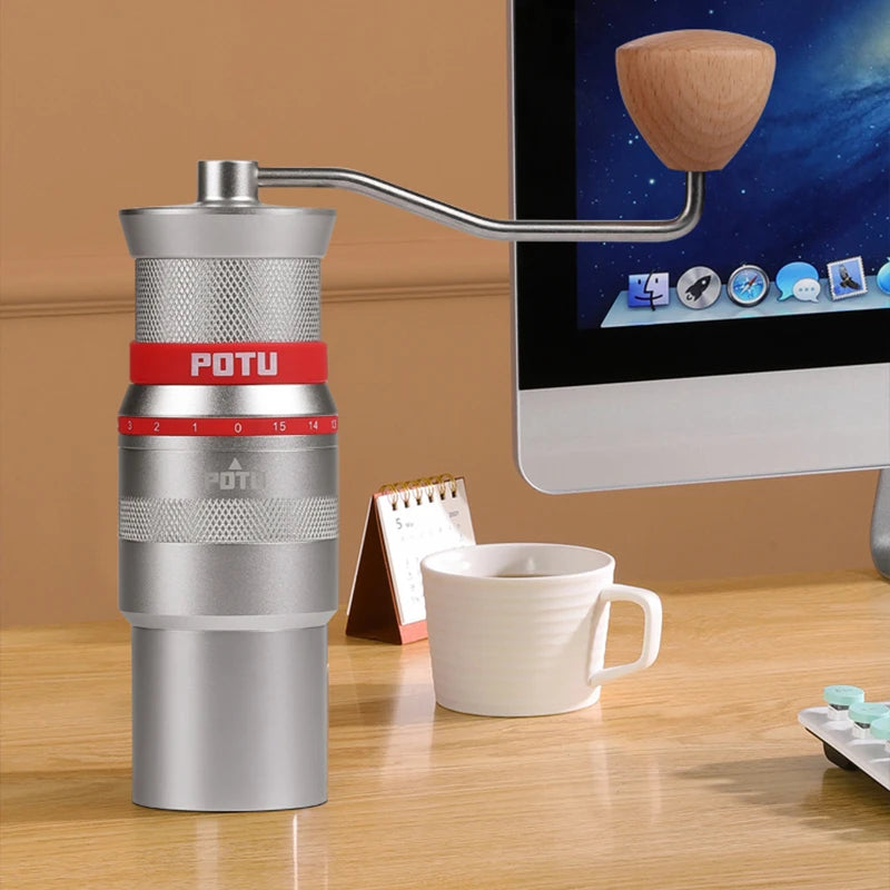 Ny högkvalitativ manuell kaffekvarn mini bärbar justerbart rostfritt stål burr kaffetillbehör handkvarn 49mm