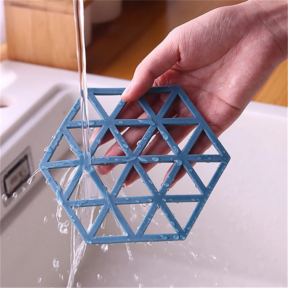 Heat Resistant Silicone Mat Coaster Food Grade Material Placemat Non-slip Table Hexagon Cup Mat Household Accessories Gadgets
