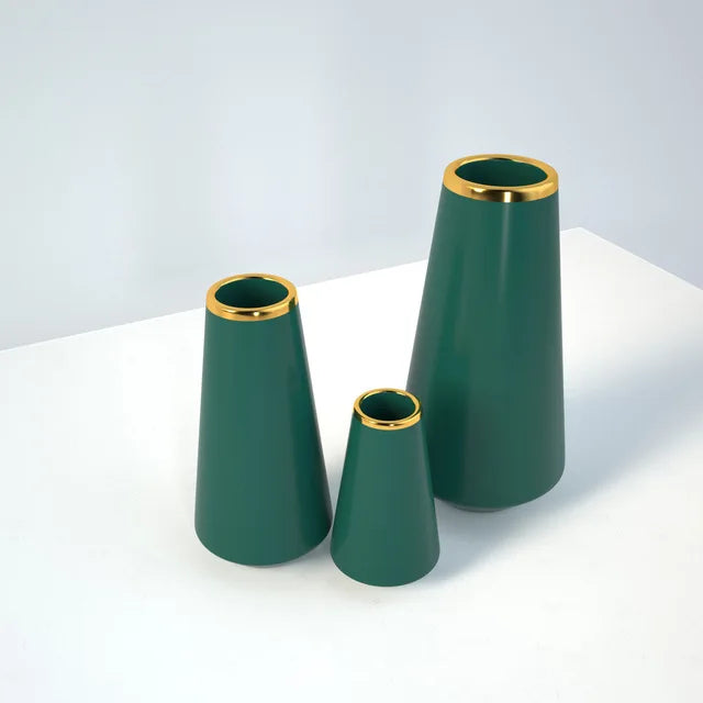 Vaso de cerâmica de ouro verde escuro