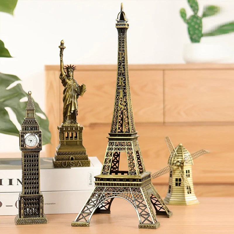 Bronze Paris Eiffel Tower Metal Crafts Home Decoration Acessórios para estátua de estátua Modelo
