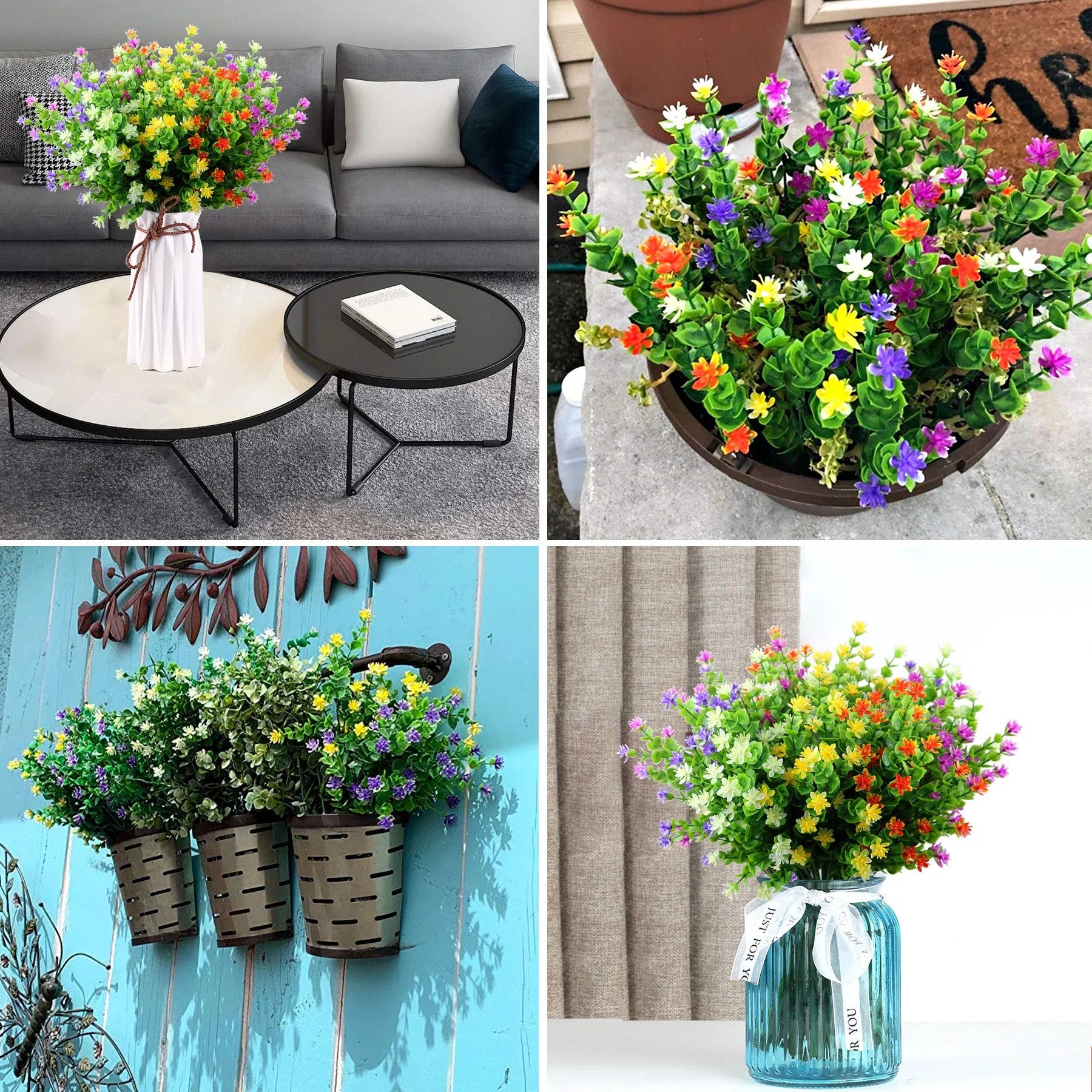 Plastic Artificial Flowers Outdoor UV Resistant Fake Flowers Decoration Greenery Garden Shrubs Plants Home Wedding Party Decor