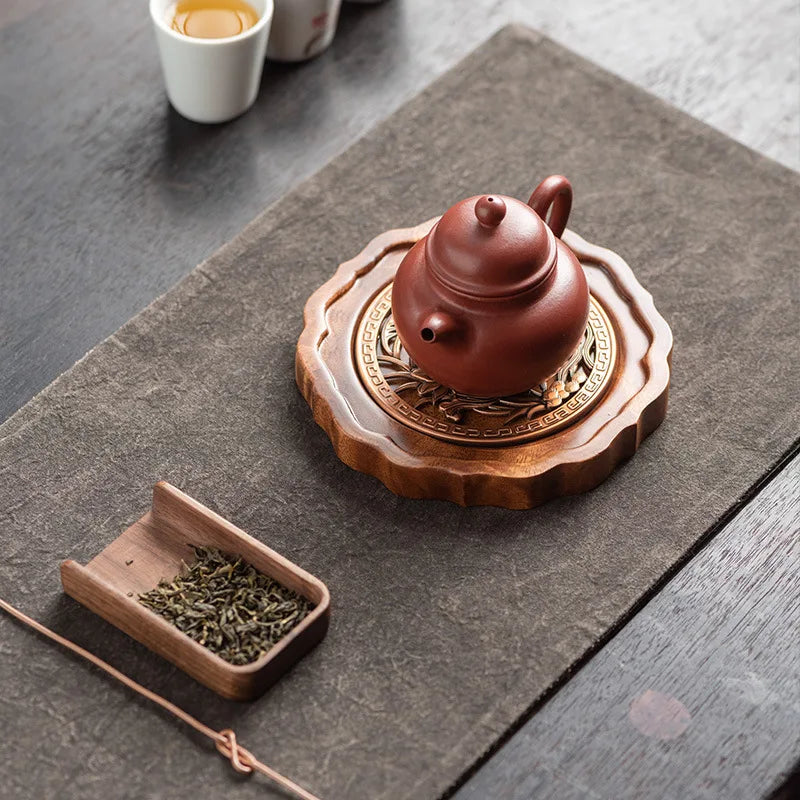 Solid wood teapot with dry soaking table household tea pot lid bowl tea mat small water storage tea tray
