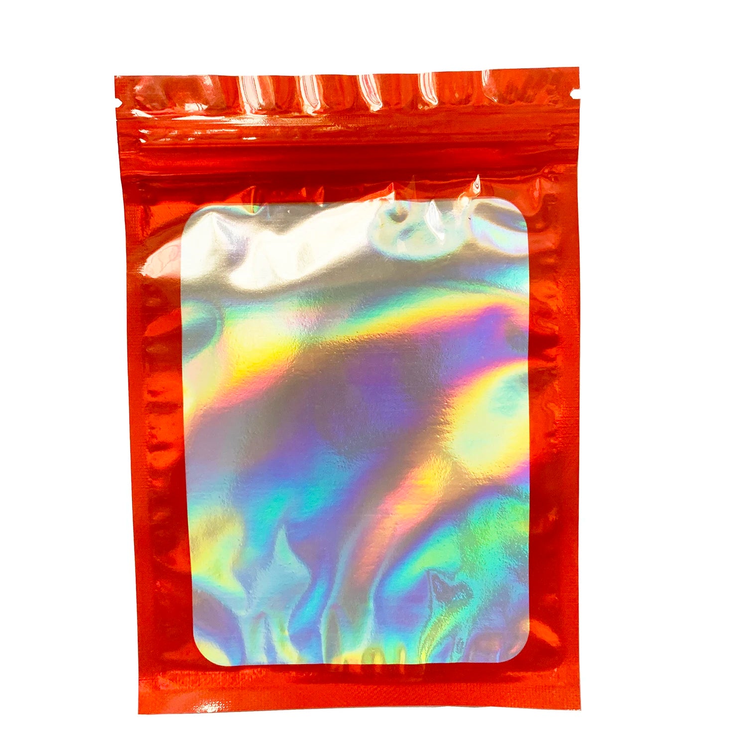 50pcSthick Geruch Proof Mylar Bags Holographische Laserfarbe Plastik Verpackung Beutel Schmuck Juwelengeschäfte Aufbewahrungsbeutel Geschenk Reißverschluss Schloss Tasche