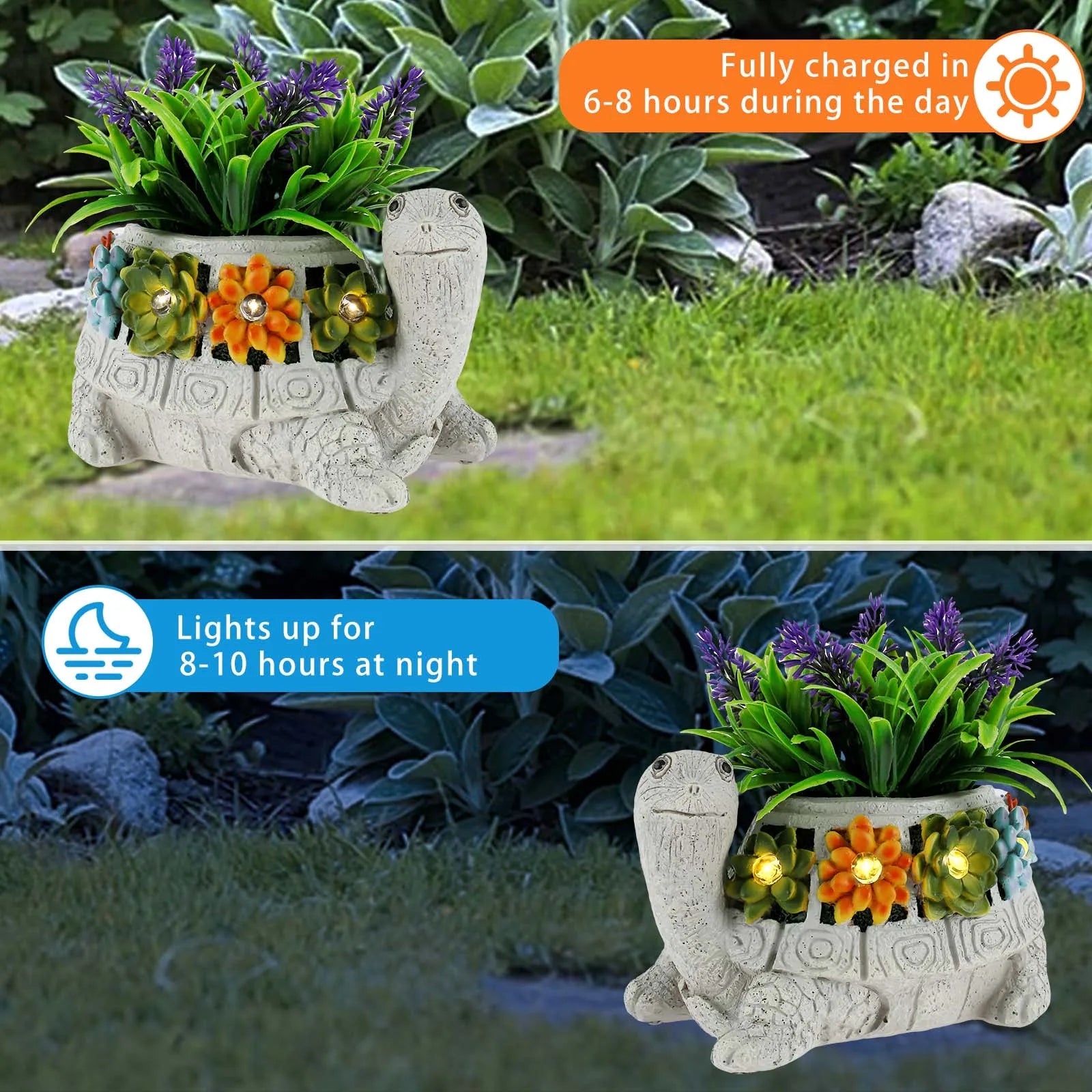LED Tortoise Patunges Garden Outdoors Paturine dengan Resin Animal Cute Resin Suria Patung Suria Liwap Kreatif Kraf Kreatif