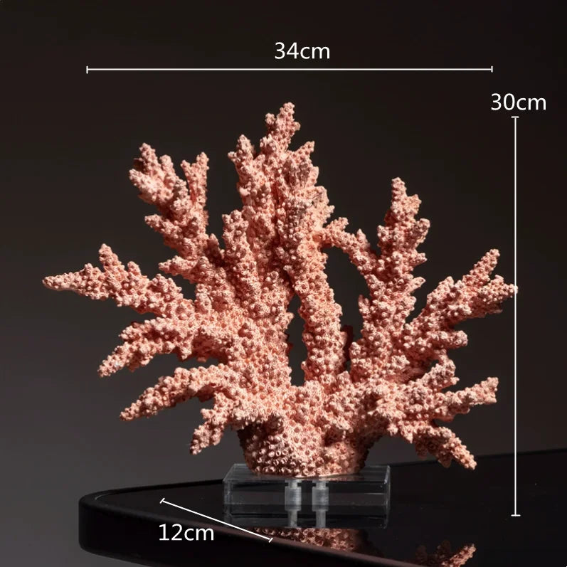 Imitation Coral Ornaments Crystal Metal Tree Glass Vase Hollow Metal Frame Resinous Coral Ocean Decorative Figurines Home Decor