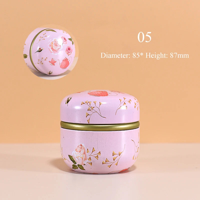 Thé Caddy Tinplate Maison Scelled TEA BOX PORTABLE PORTABLE FLEUR Japonais Thé Fleur Round Contruneurs en étain