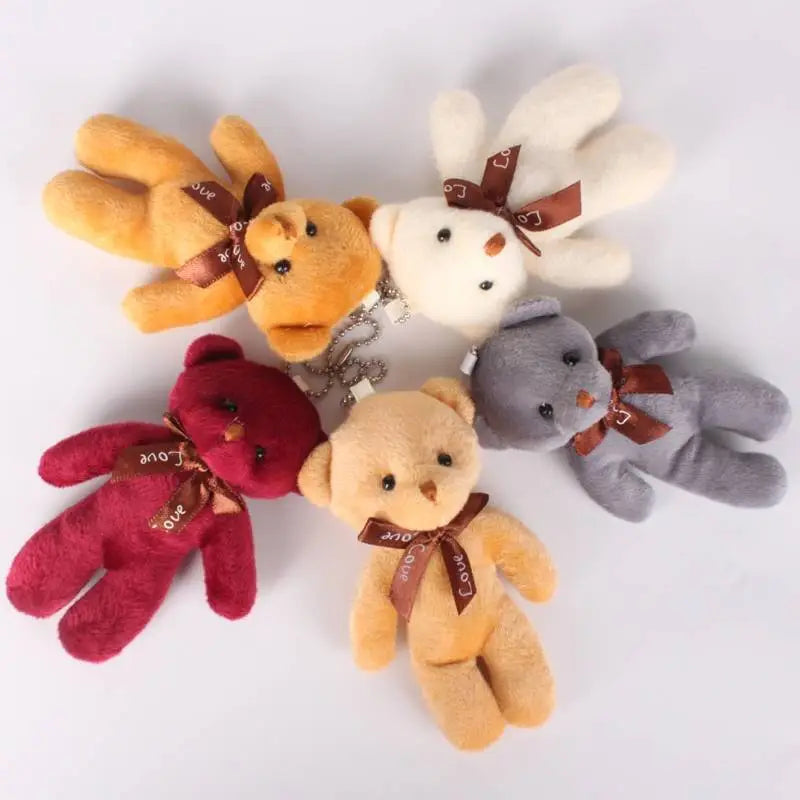 12pcs/Los weich gefülltes Bären Plüschspielzeug Mini Teddy Bären Puppen Spielzeug kleine Geschenkparty Hochzeit Keychain Bag Anhänger Teddy Schlüsselkette