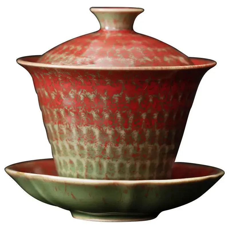 Vintage Tea Cups Chinese Ceramic Tea Tureen Sancai Gaiwan Retro Luxury Teaware Teacups Handgjorda Kung Fu Tea Bowl Cups