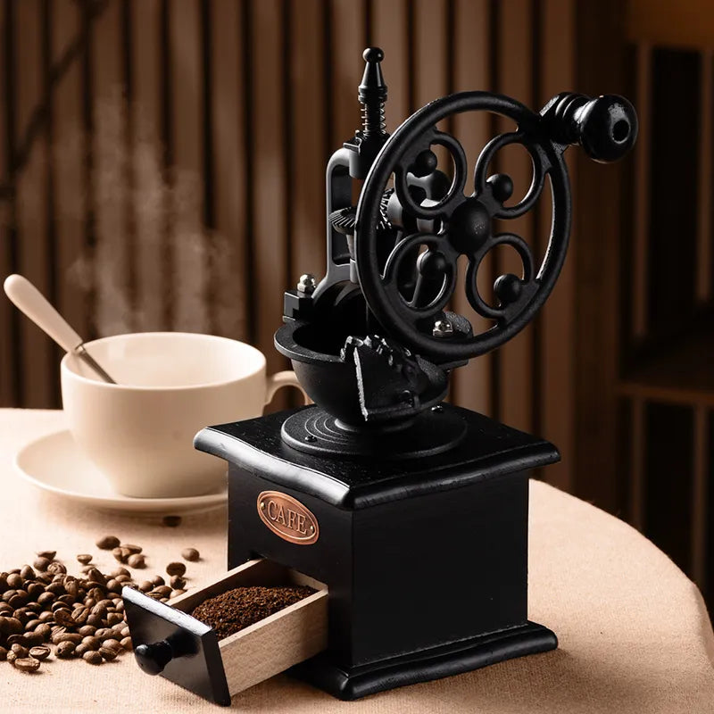 gianxi 레트로 수동 커피 그라인더 휴대용 휠 커피 콩 분쇄기 전문 수제 커피 액세서리