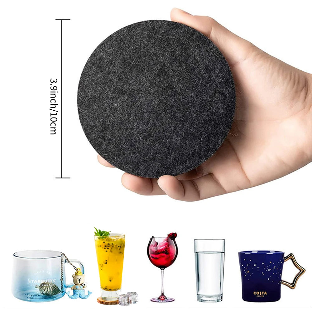 11pcs Round Felt Coaster Dining Table Protector Pad Heat Resistant Cup Mat Coffee Tea Hot Drink Mug Placemat Kitchen Accessories