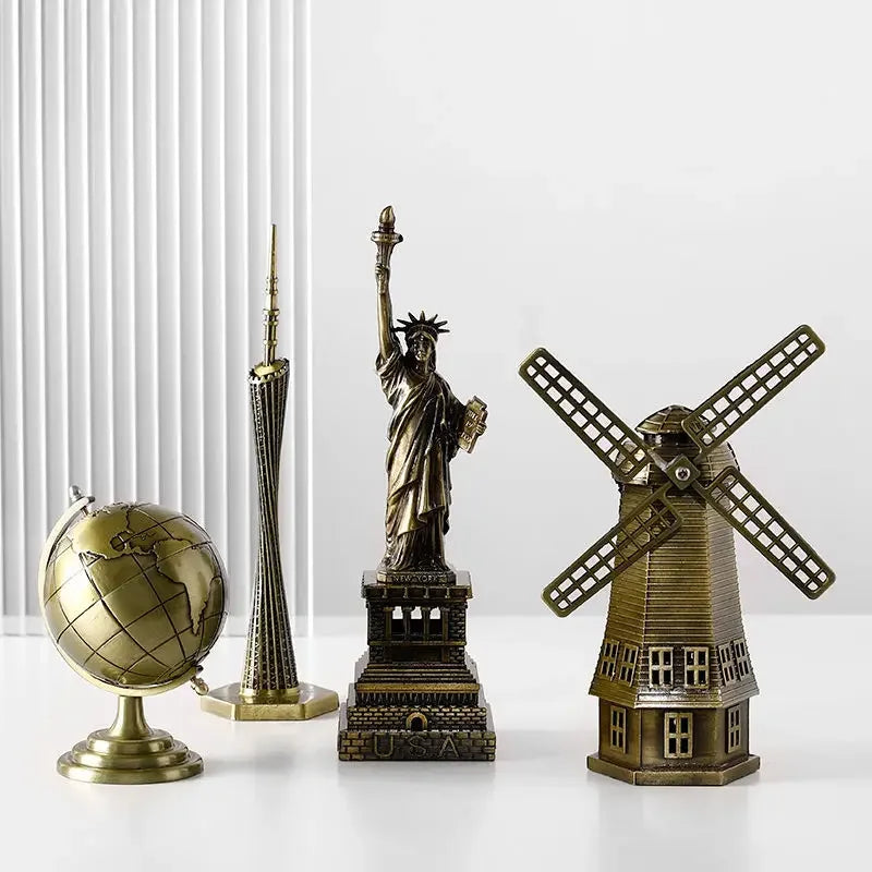 Metal 3d mundialmente famoso arquitetural Bronze Crafts Modelo Construção Decoração da casa Eiffel Torre/Estátua da Estátua do Estado do Estado de Liberty/Empire