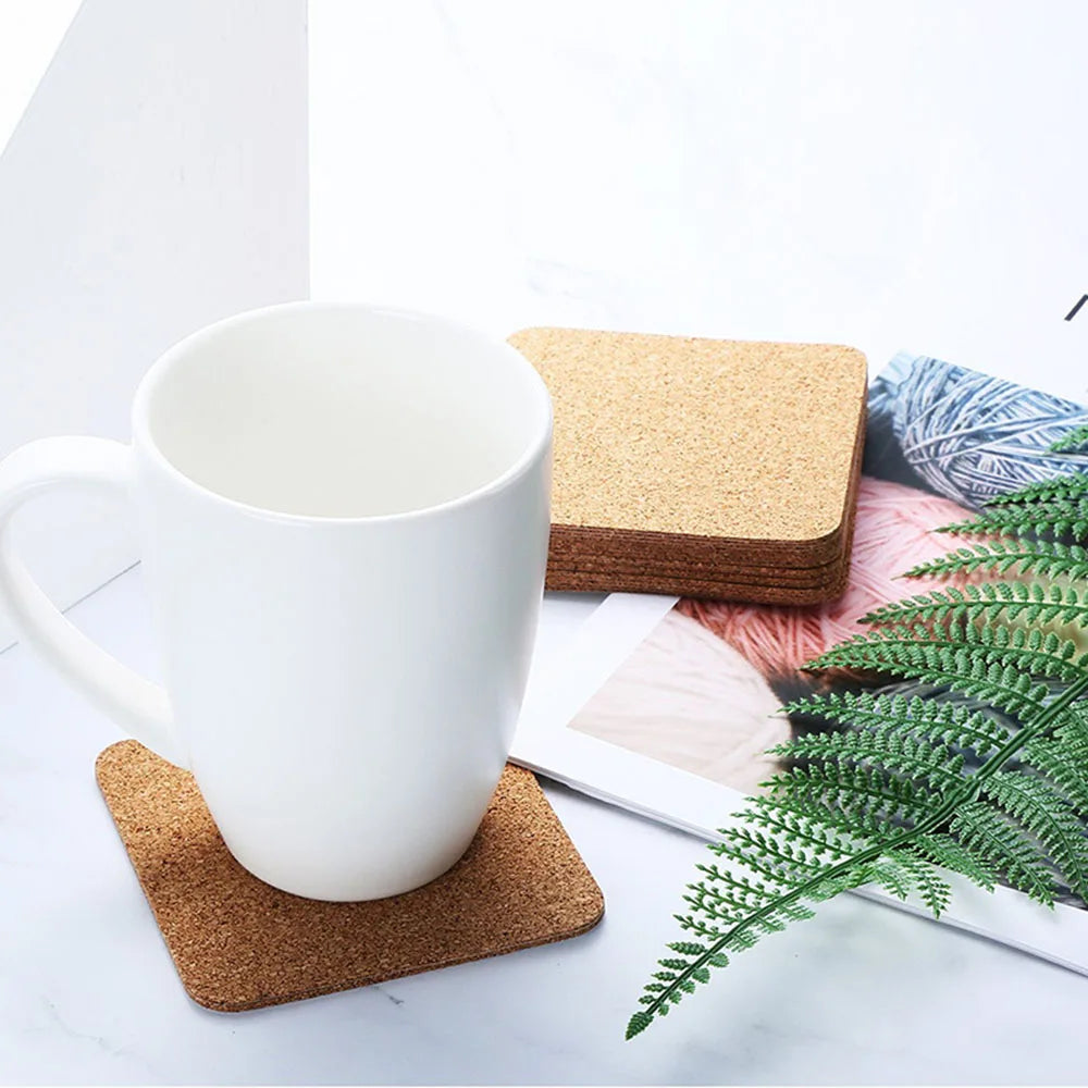 Coasters de cortiça formato quadrado redondo e prático dia 9cm de 10cm de vinho natural bebida de chá de café para cozinha de escritório em casa