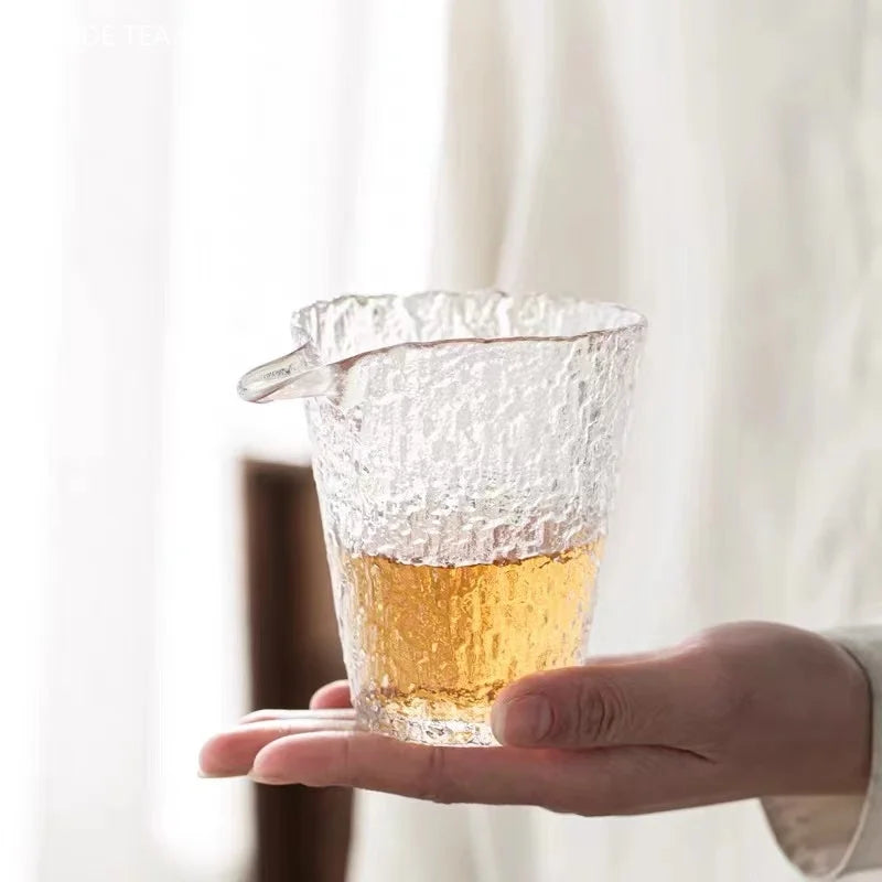 Japansk klassisk Hammer Pattern Fair Cup Handgjorda värmebeständiga glas Gaiwan kinesiska te-tillbehör Hushållet Infusör