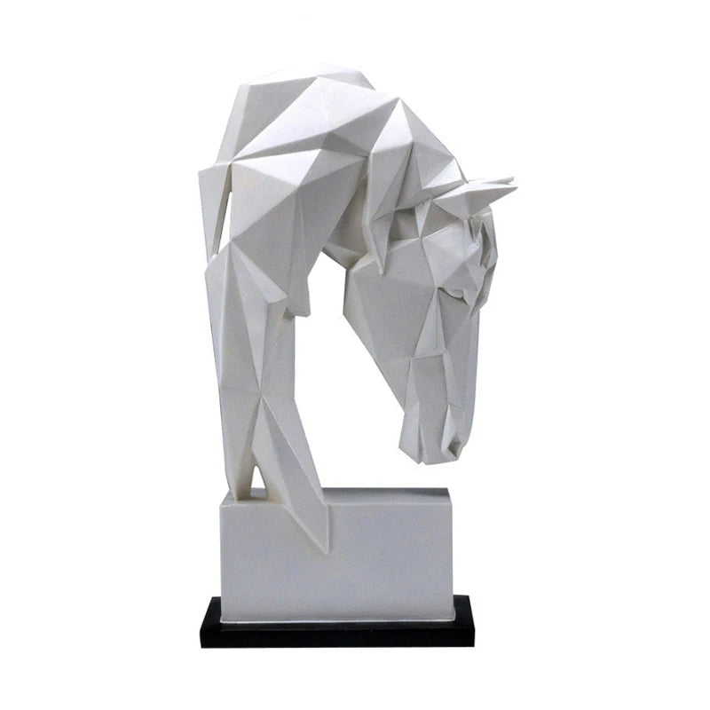 Hästhuvud prydnader harts nordiska moderna hemdekoration Art Animal Geometric Origami Crafts Furnishings Desk Decor Statuette