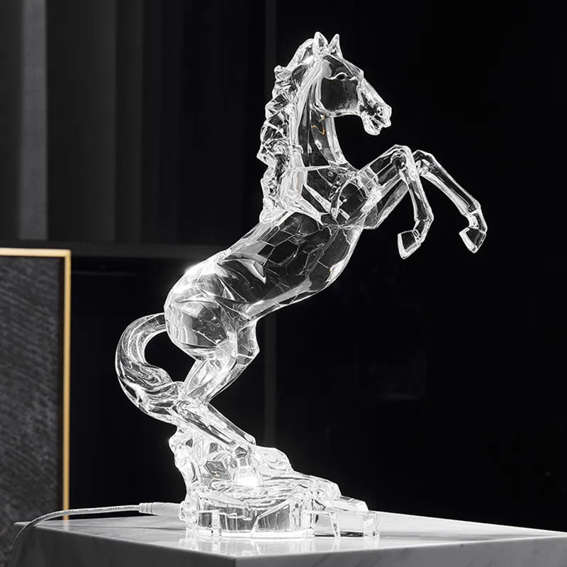 Luxe high-end acryl kunstwerk ornament Crystal Horse Statue Room Decor Studie Office Desktop Decoraties Sculptuur Crafts Geschenken