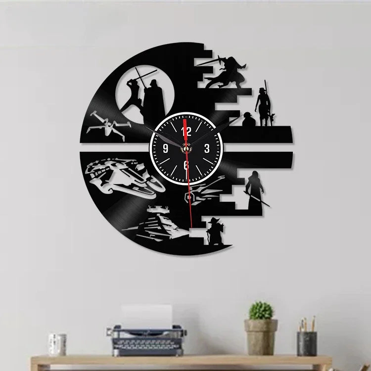 Science Fiction Film Series Vinyl Record Wall Hanging Art Clock Home Room Decoration Watch Movie Lover Gift Wall Clock