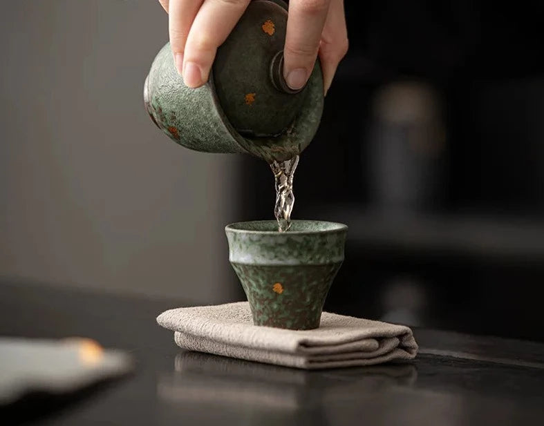90 ml retro brązowy glazurowany gaiwan luksusowy posypka złota miska z pokrywką herbaty herbaty herbaty domowe herbatę
