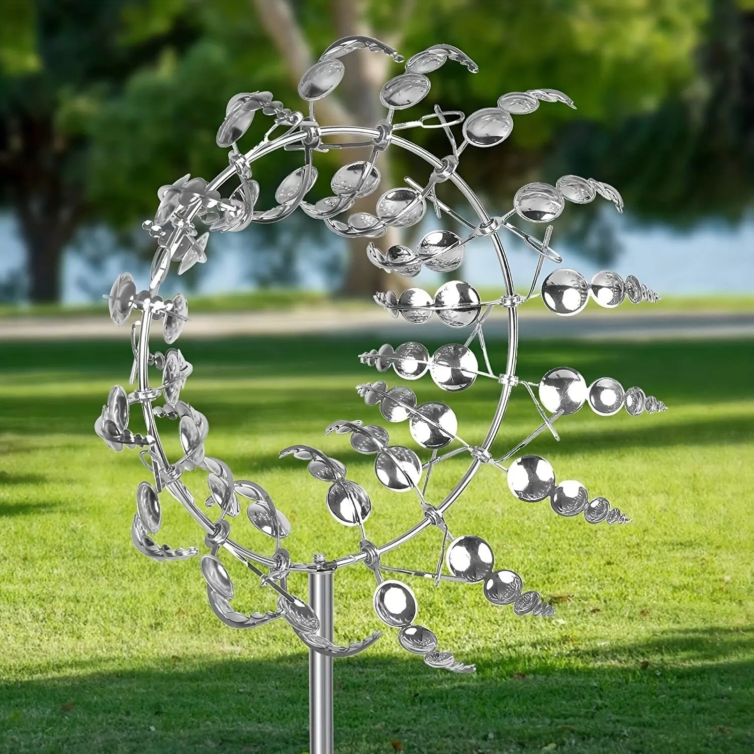 1 pc Magical Kinetic Metal Windmill Spinner Unik Penangkap Bertenaga Tenaga Kreatif Taman Taman Lawn Dekorasi Halaman Luar Ruang