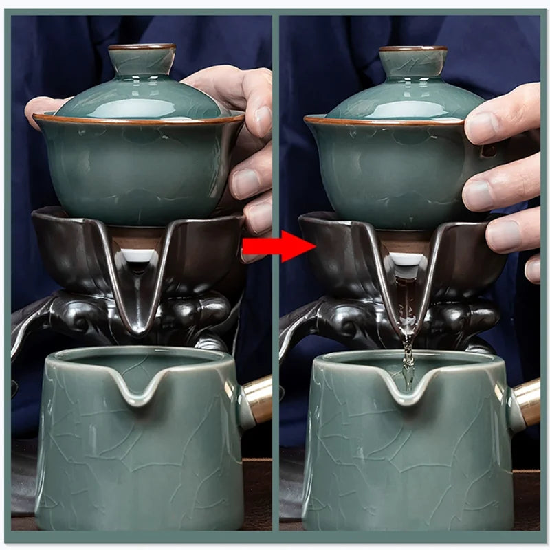 Yeni 2024 Üst düzey Kung Fu Çay Seti Çin Çay Seti Modern Otomatik Çay Seti Kemik Çin çaydanlık ve Çay Seti Seyahat Çay Seti