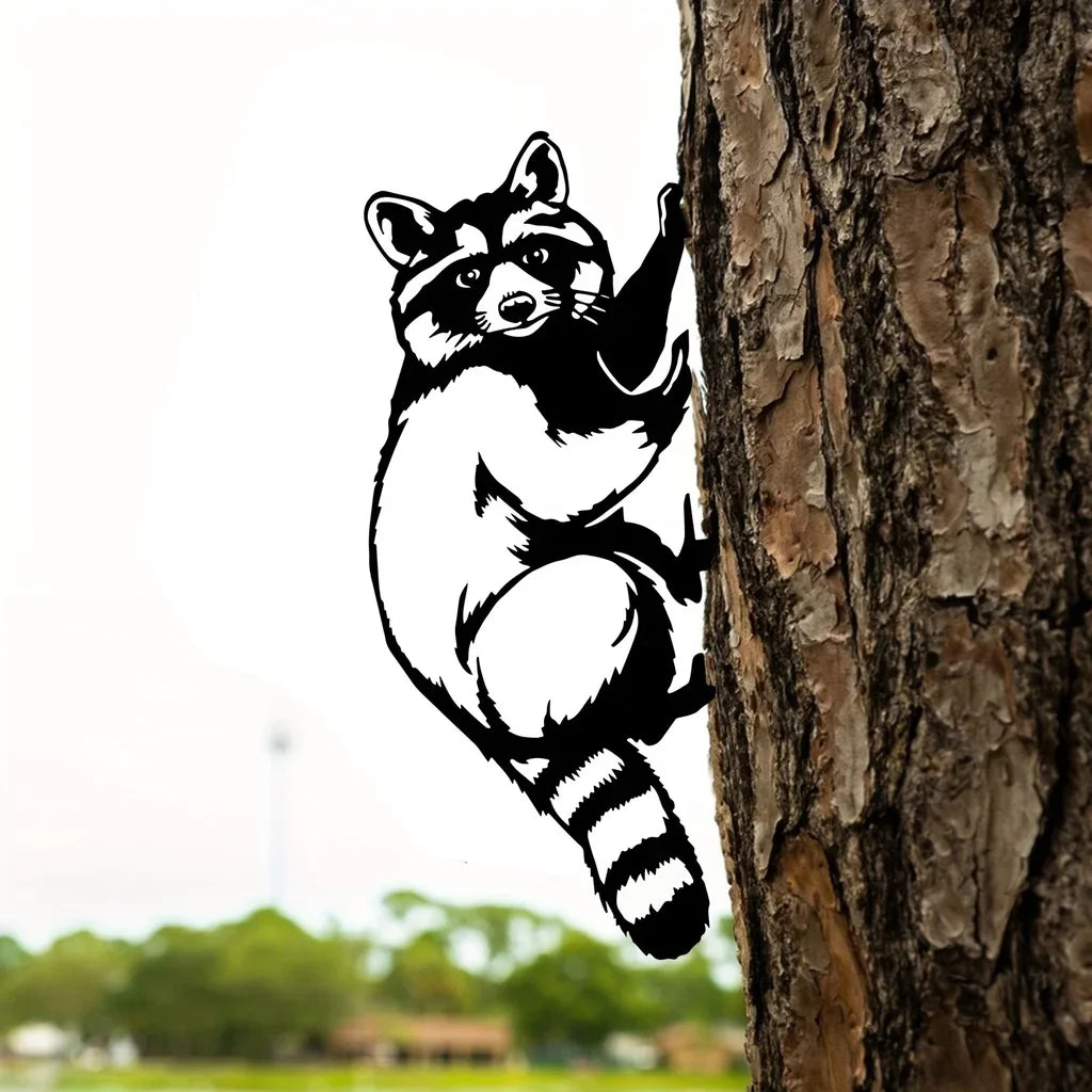 Logam Raccoon Pasak Hewan Dekorasi Halaman Taman Dekorasi Luar Ruang Logam Wall Art Handmade Silhouettes Logam untuk halaman halaman rumput halaman
