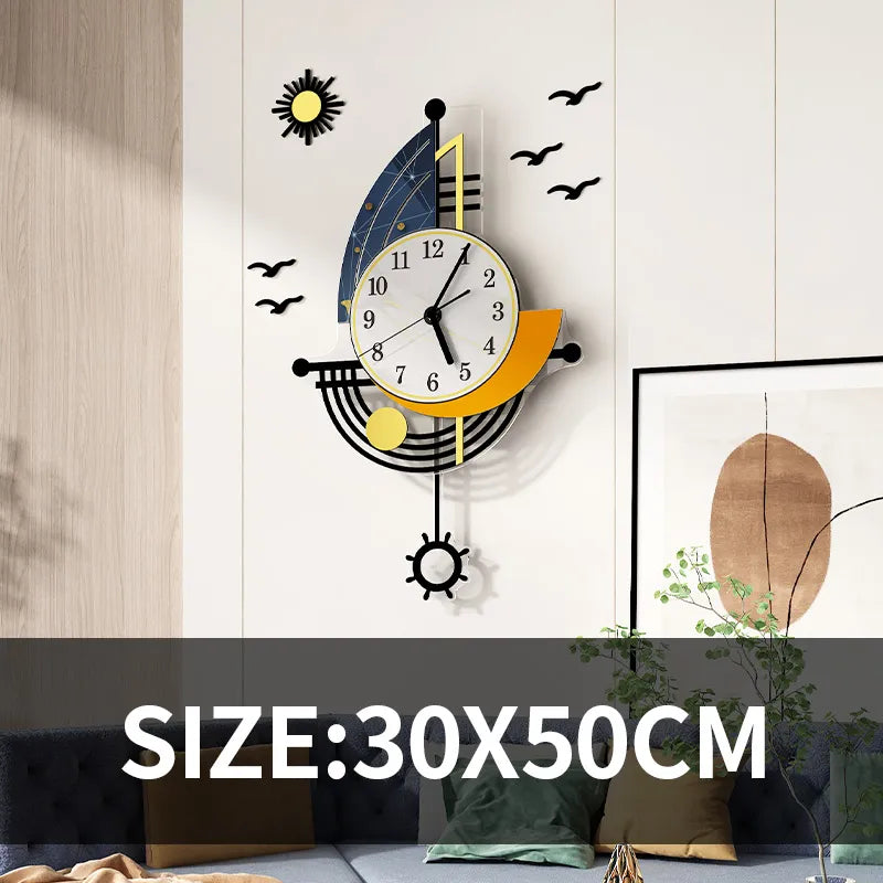 장식 벽 시계 내비게이션 세일 보트 창조적 인 디자인 시계 인테리어 시계 장식 거실 거실 배경 벽 장식