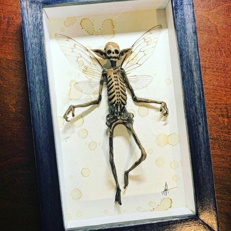 Gotisk heminredning mumifierad älva skelett häxa dekor fairy prov staty bildramar visning målning 2023
