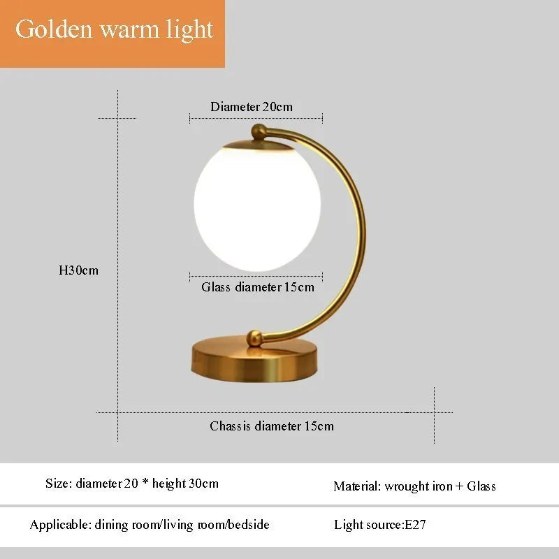 Lâmpadas de cabeceira de cabeceira de mesa criativa moderna Estudo da sala de estar da mesa de ouro Luzes de proteção quente de proteção olho de proteção noturna