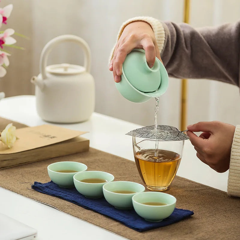 Přenosná cestovní čaj sada dárkové čaly s kabelkou Čínský gaiwan kung fu čaj sada čajové šálky kávy šálek čajové výrobce čajový stůl ozdoba ozdoby