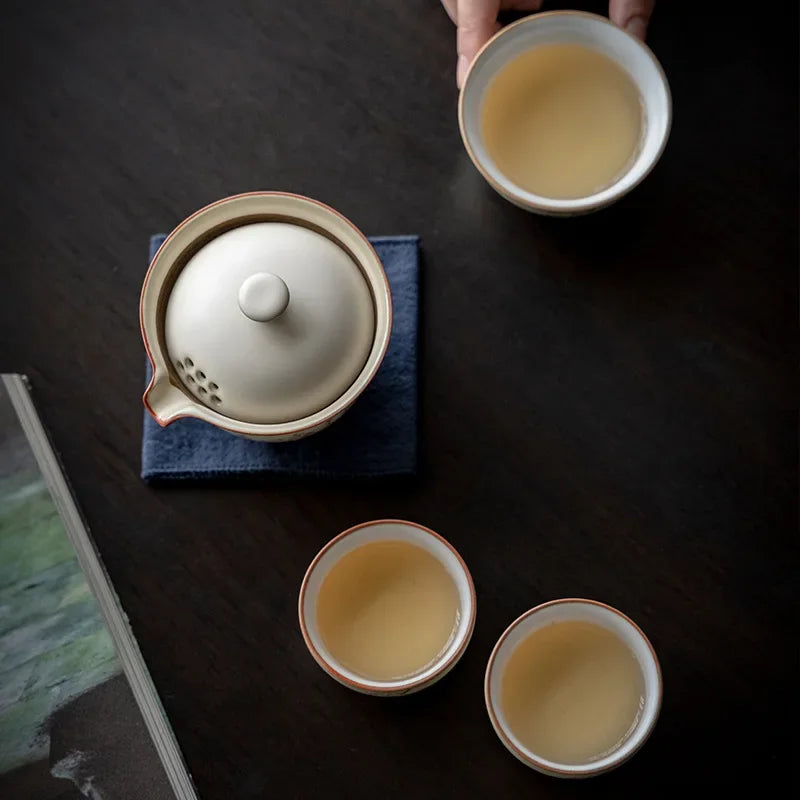 Theepot en theekop set kit huishoudelijke thee maken reis teaset buiten draagbare tas Chinese theeset benodigdheden 1 kom 3 kopje