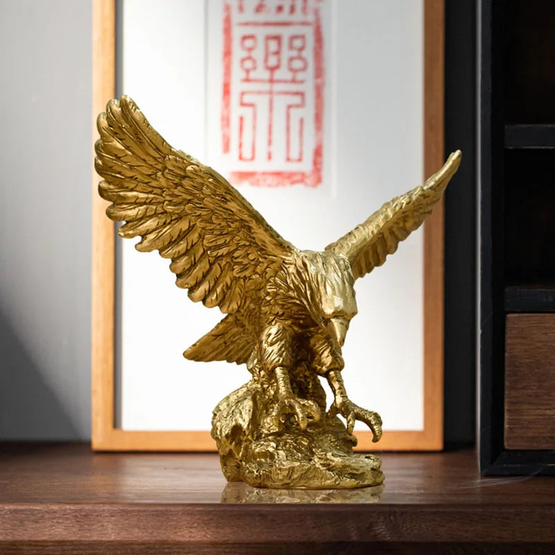 Northeuins American Resin Golden Eagle Patung Seni Koleksi Model Hewan Ornamen Home Office Desktop Feng Shui Dekorasi Figurines