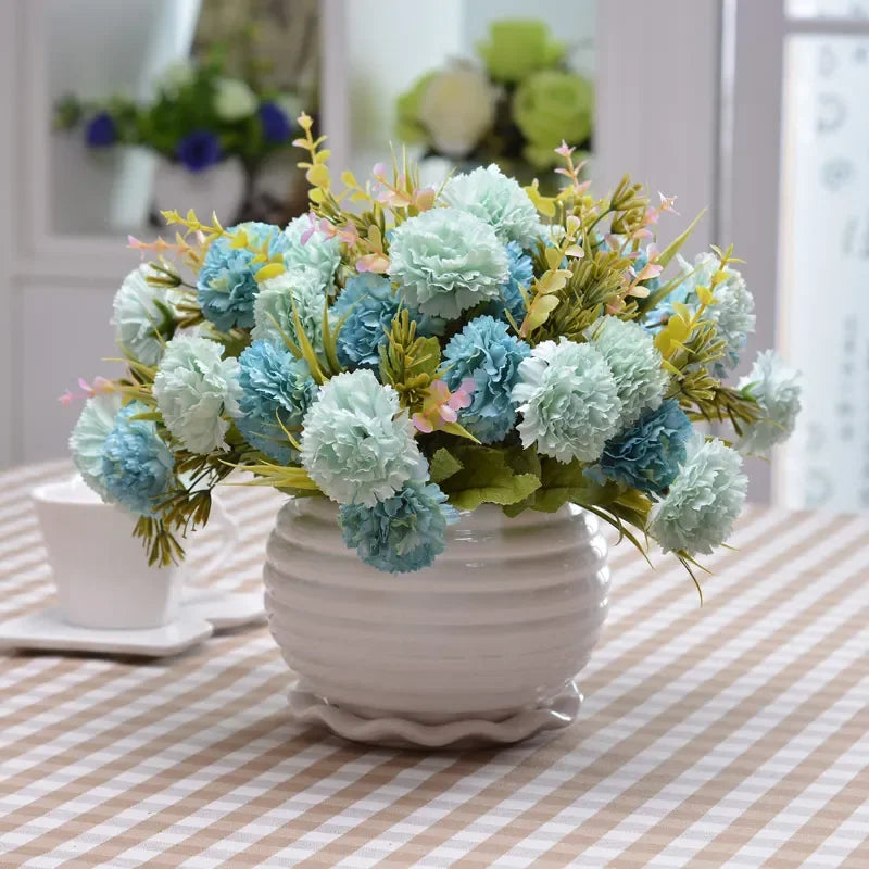 Jarrón de cerámica moderno de la casa+figuras de flores artificiales y miniaturas decoración de la oficina del café escritorio de la olla de flores falsas