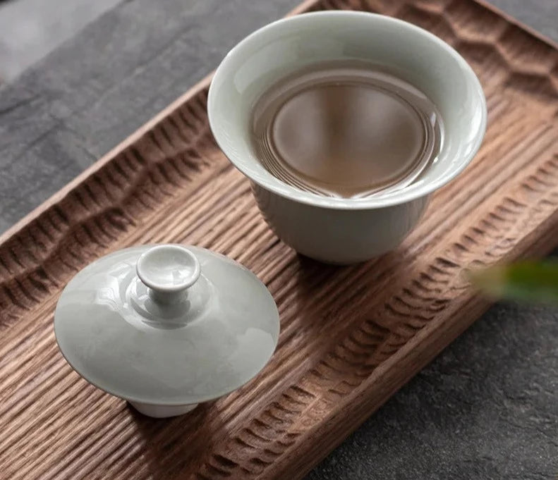 150 ml Antique Pflanze Holz grau Keramik Gaiwan Antike Tee Tureen Haushalts Tee Maker Cover Bowl Cafes Accessoires Dekoration