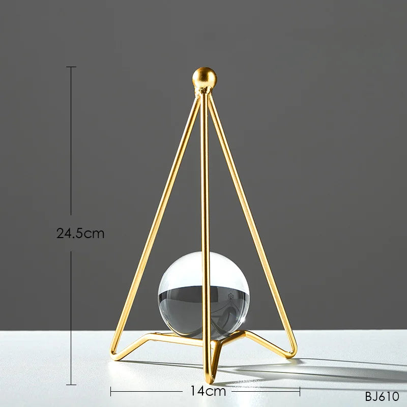 Pohjoinen metalli kristallipallo koristeet Käsityöt luova geometrinen abstrakti muotoinen näyttelyjalusta makuuhuoneen rautakalusteet
