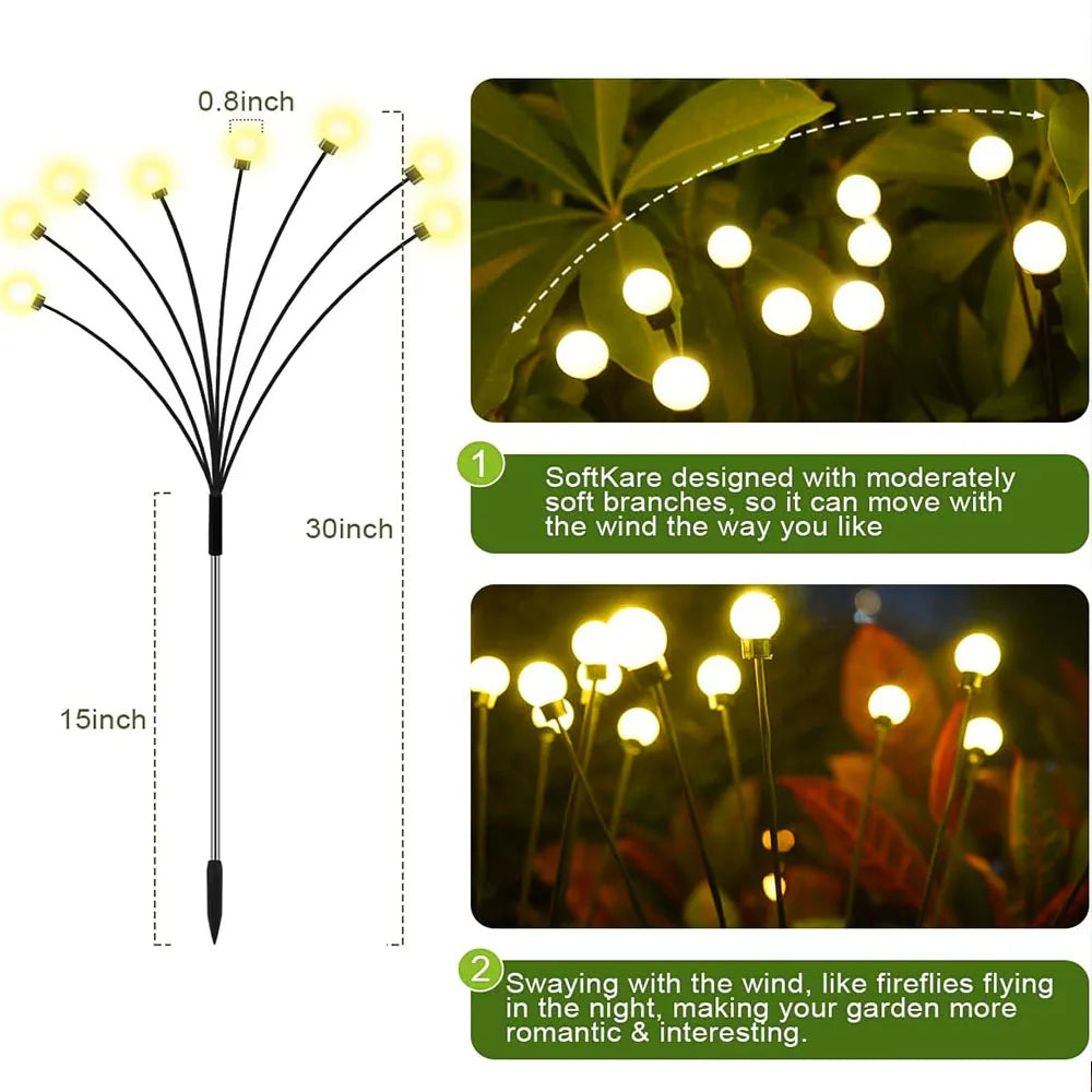 Güneş bahçe ışıkları 6 8 10 LED Ateşböceği Işıkları Açık Güneş Işığı Dekorasyon Su Geçirmez Sal Sözlü Manzara Işık Avlu Çim Lambaları